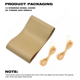 CHUSYYRAY For TOYOTA Beige 15" Diameter DIY Car Auto Steering Wheel Cover New Leather