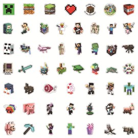 ZSYIULIA Miner Stickers Gaming Party Bag Fillers 50 Piece Set, Gamer Party Favours Stickers , Ultimate Gaming Birthday Supplies for Kids, Boys' Themed Decorations