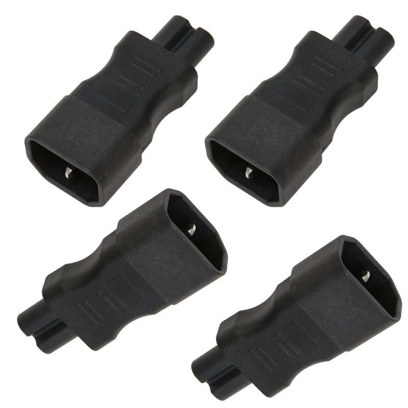 4Pcs IEC320 C14 to IEC320 C7 Power Adapter Universal Black