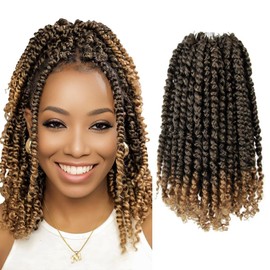 WUDAS Short Passion Twist Hair 12 Inch Pre-twisted Passion Twists Crochet Hair Ombre Honey Blonde Pre-looped Synthetic Crochet Braids (7 Packs,T27)