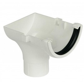 FloPlast White Half Round Gutter Stop End Outlet 112mm