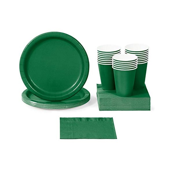Emerald Green Party Supplies, Bundle for 96 People Plates Napkins