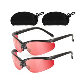 LaneTop Shooting Glasses For Men and Women, Anti Fog ANSI Z87.1 Safety Glasses with Hard Shell Case, UV400 Eye Protection for Shooting Range Glasses, Vermillion Lens-2 Pair