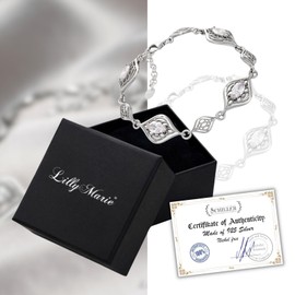 LILLY MARIE Women's Bracelet Genuine 925 Silver Cubic Zirconia Colourless Length Flexible Jewellery Case Gifts, Sterling Silver