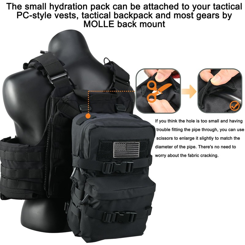 Tactical Mini Molle Hydration Pack,Molle Hydration Carrier with US Flag