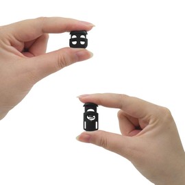 20 Pcs Plastic Cord Locks kit Elastic Bungee Nylon Shock Cord1/8 50 ft Lengths, DaKuan 10 Pcs Sing-Hole, 10 pcs Double-Hole (Black) End Spring Toggle Stopper Slider with Crafting Stretch String