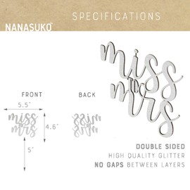NANASUKO Bachelorette Party Cake Topper - Miss to Mrs - Double Sided Silver Glitter - Premium quality Made in USA