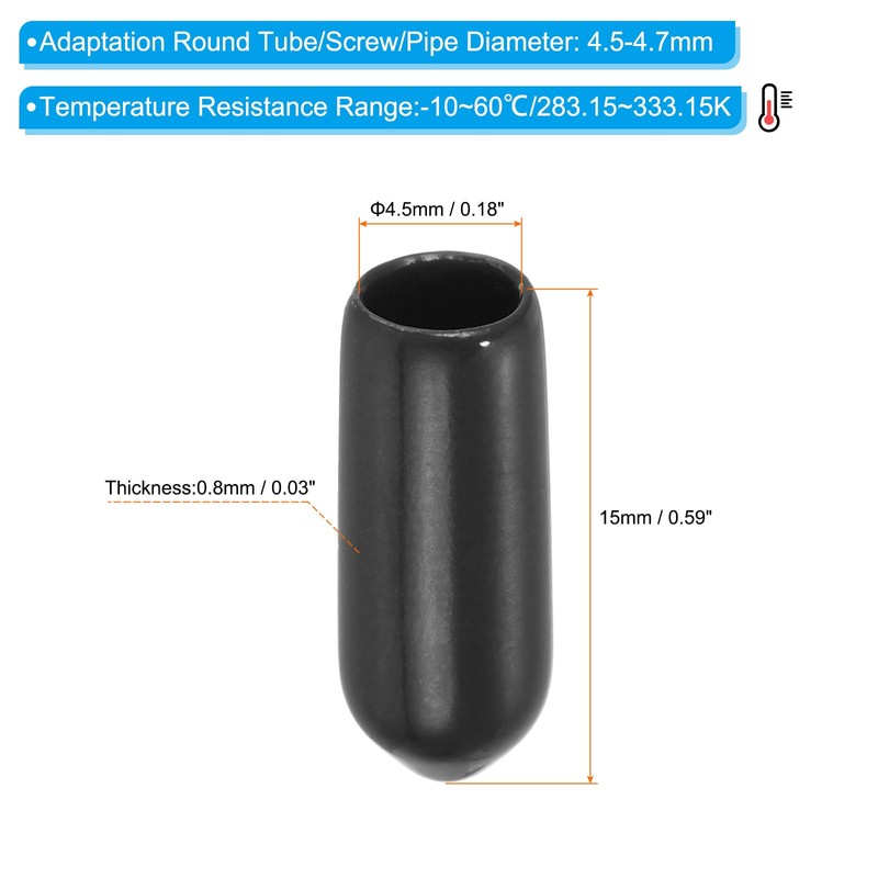 PATIKIL 4.5 mm Rubber End Caps, Pack of 100 Vinyl