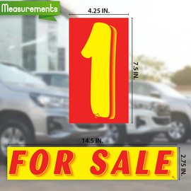 Vinyl Number & for Sale Decals 13 Dozen Car Lot Windshield Pricing Stickers (Red/Yellow for Sale 2)