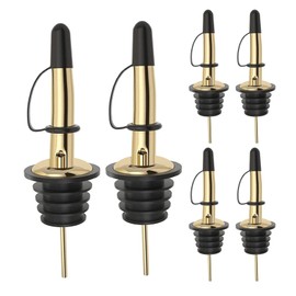 Pafusen 6 Pack Liquor Bottle Pourers, Liquor Pour Spout for Liquor Bottles, Stainless Steel Olive oil Dispenser Spout, Alcohol Pourer Spouts Dust Caps Covers Fixed, Gold