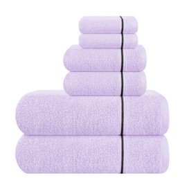 MyOwn Ultra Soft 6 Pack Cotton Towel Set, Contains 2 Bath Towels 28x55 inch, 2 Hand Towels 16x24 inch & 2 Wash Coths 12x12 inch, Ideal Everyday use, Compact & Lightweight - Purple