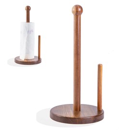ChefOle Paper Towel Holder 14" Rustic Wood Paper Towel Holder Wooden Kitchen Roll Holder Acacia Wooden Paper Towel Holder for Kitchen Roll Organize Countertop Roll Dispenser with Weighted Base