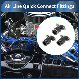 HOPESPANNER Push to Connect Air Fittings 5/16" 90 Degree Air Flow Control Valve Plastic Metal M5 3 Pcs Black Silver Tone