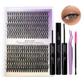 Lash Extension Kit DIY Eyelash Extension Kit Wispy Individual Lashes Kit Volume Lash Clusters Kit with Lash Bond and Seal Tweezers Brush Easy to Apply at Home（30D+40D-12-16Mix Kit）