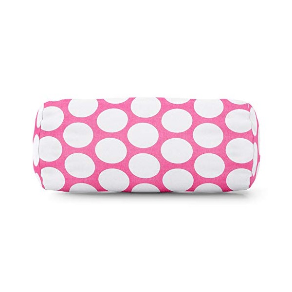 Majestic Home Goods Hot Pink Large Polka Dot Indoor Round Bolster Pillow 18.5" L x 8" W x 8" H