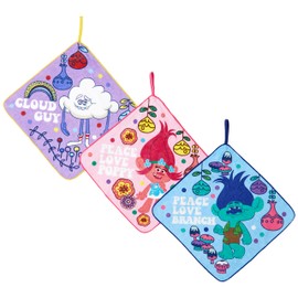 Marushin 4785001200 Towel with Loop, Set of 3, 11.0 x 11.0 inches (28 x 28 cm), Excitement Trolls Antibacterial and Odor Resistant, Loop Towel, For Girls, Boys, Kindergarten, Nursery