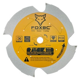 FOXBC 7-1/4 Inch Hardie Blades 4T PCD Fiber Cement Saw Tip TCG with 5/8 Arbor