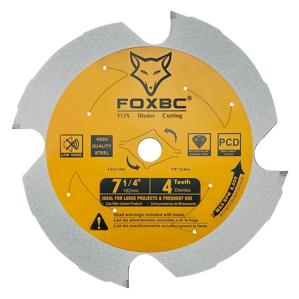 FOXBC 7-1/4 Inch Hardie Blades 4T PCD Fiber Cement Saw