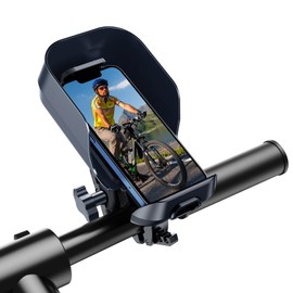 OATSBASF Bike Motorcycle Phone Holder Mount, [with Sunshade] 360° Rotatable Bicycle Motorcycle Scooter Accessories Handlebar Phone Clip for 4.7"-7.0" Smartphone (Black)