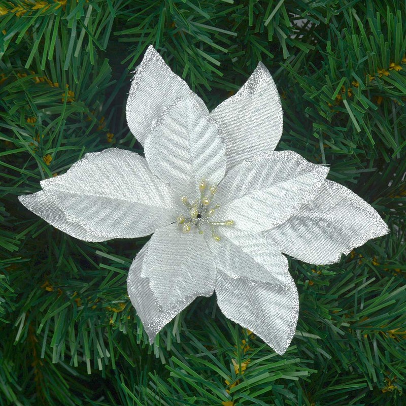 Gardeningwill 6Pcs 5 Inch Glitter Artificial Flowers with Ties for