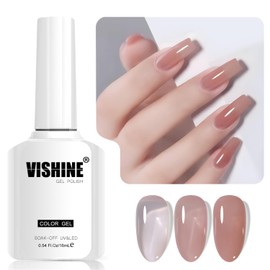 Vishine 16 ml Gel-Nagellack, semi-permanent, transparent, Soak-Off, UV, LED, für Nail Art, Maniküre, Zuhause, DIY, L287, pfirsichfarben