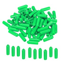 sourcing map Pack of 50 Rubber End Caps 4 mm PVC Vinyl Plastic Protective Caps Cover for Screws Bolts Thread Metal Rods Electric Cables, Wire Ropes, Bowden Cable, Round Pipe, Fence Posts, Green