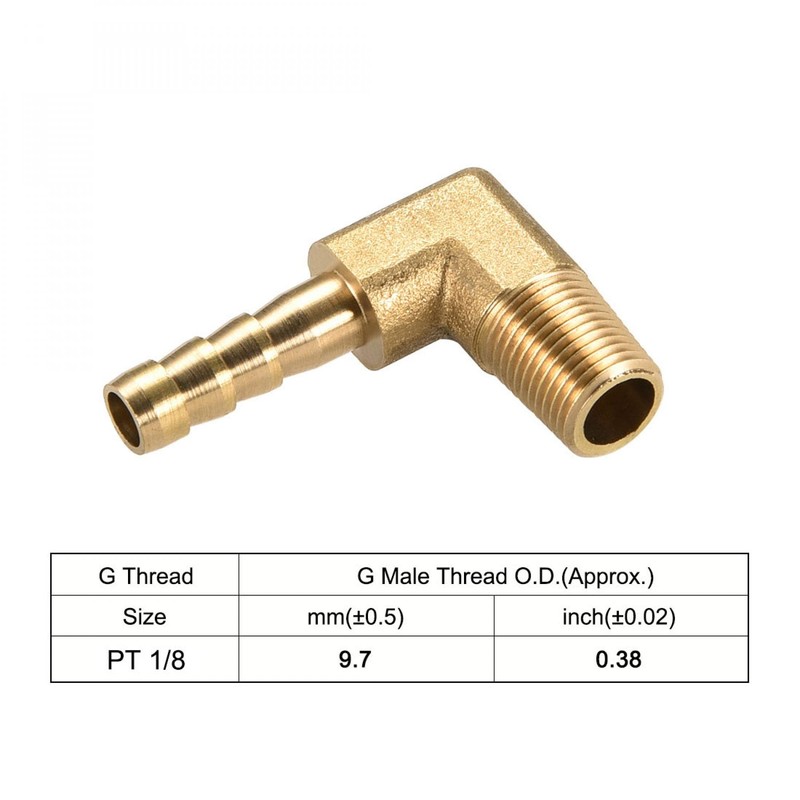 sourcing map Brass Barb Hose Fitting, 90 Degree Elbow 6mm
