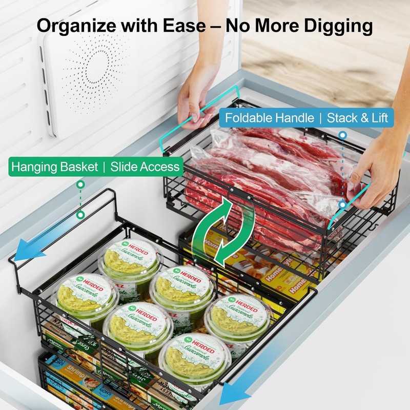 iSPECLE Freezer Organizer Bins for 10 to 20 Cu.Ft, 2