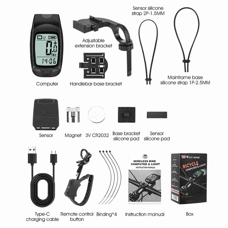 3 in 1 Bike Computer with Headlight Horn IP64 Multifunction