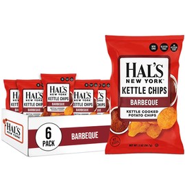 Hal's New York Kettle Cooked Gluten Free Barbeque BBQ Flavored Potato Chip Crisps, 2 Oz (Pack of 6)