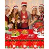 TOPWAYS Christmas Table Cloth, Red Santa and Snowman Christmas Disposable