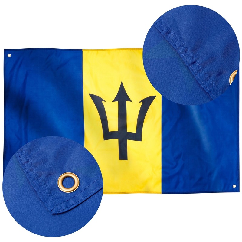 Runesol Barbados Flag, 91x152cm, 3ft x 5ft, 4 Grommets, Eyelet
