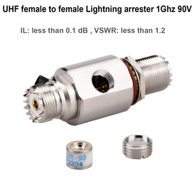 UHF Lightning Arrestor PL-259 Lightning Surge Protector PL259 Female to SO239 Female Bulkhead for CB Ham Base Antennas RFetomax (UHF arrestor female to female)
