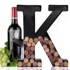 Made Easy Kit Metal Letter Wine Cork Keepsake Saver & Holder Monogram w/Free Wall Mount Kit A-Z (K, Large)