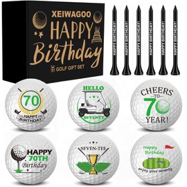 Xeiwagoo 70th Birthday Gifts for Men, 6 Pack Happy Birthday Golf Balls with 6 Tees, Funny Golf Balls Gift Set for Golfers, Men, Dad, Mom, Lovers, Grandpa, Grandma, Husband-70th