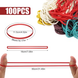 XRXYMQ Rubber Rings Pack of 100 Rubber Bands 180 x 3 mm Colourful Rubbers Large Household Rubbers Elastic for Office School Work Rubber Band Gun Pens Catapults Bills