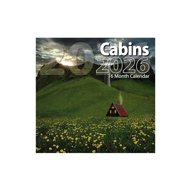 2026 Cabins Full Size Wall Calendar for Planning, Scheduling, and