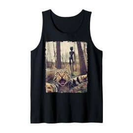 Cat Selfie with Alien UFO Funny Cat Gifts for Men Women Kid Tank Top