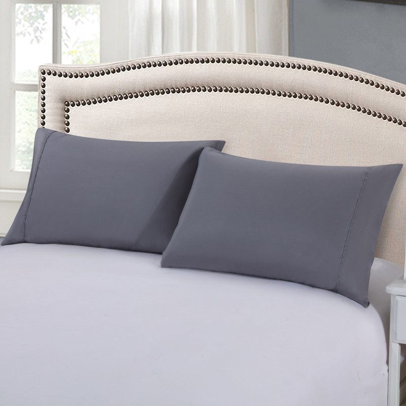 Pillowcases Set of 2 Gray Envelope Closure End Easy Fit