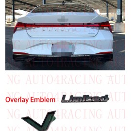 auto4racing Overlay Emblem Letter Gloss Black Emblem for Hyundai Elantra Limited 2021-2023