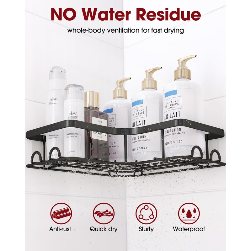Sakugi Corner Shower Caddy - 2 Pack, Adhesive Shower Organizers,