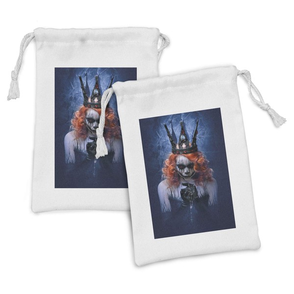 Ambesonne Queen Fabric Pouch Set of 2, Queen of Death