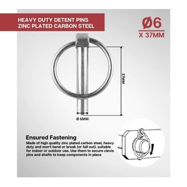 DOJA INDUSTRIAL Folding Cotter Pin Bolts Pack of 10 6 mm Diameter x 37 mm Long Galvanised Steel Pin Pin Folding Connector Safety Folding Pins for Boat, Bike, Trailer, Tractor