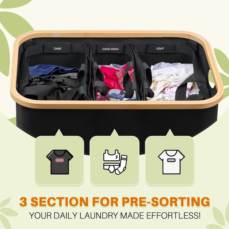 Laundry Hamper 3 Section, 160l Extra Large Hampers For Laundry
