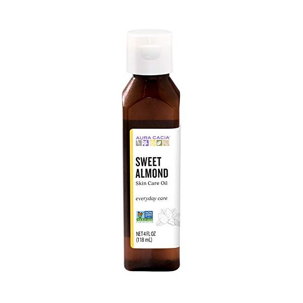Aura Cacia Sweet Almond Skin Care Oil | GC/MS Tested for Purity | 118ml (4 fl. oz.)