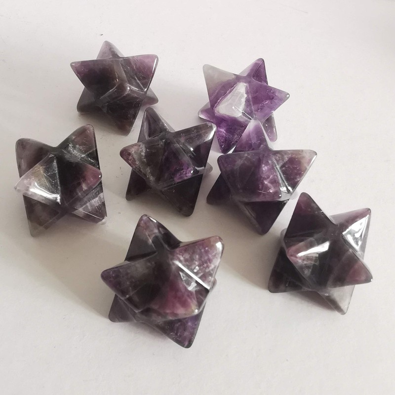 Lovionus89 Natural Amethyst Merkaba Crystal Protection Sacred Meditation Energy Generator