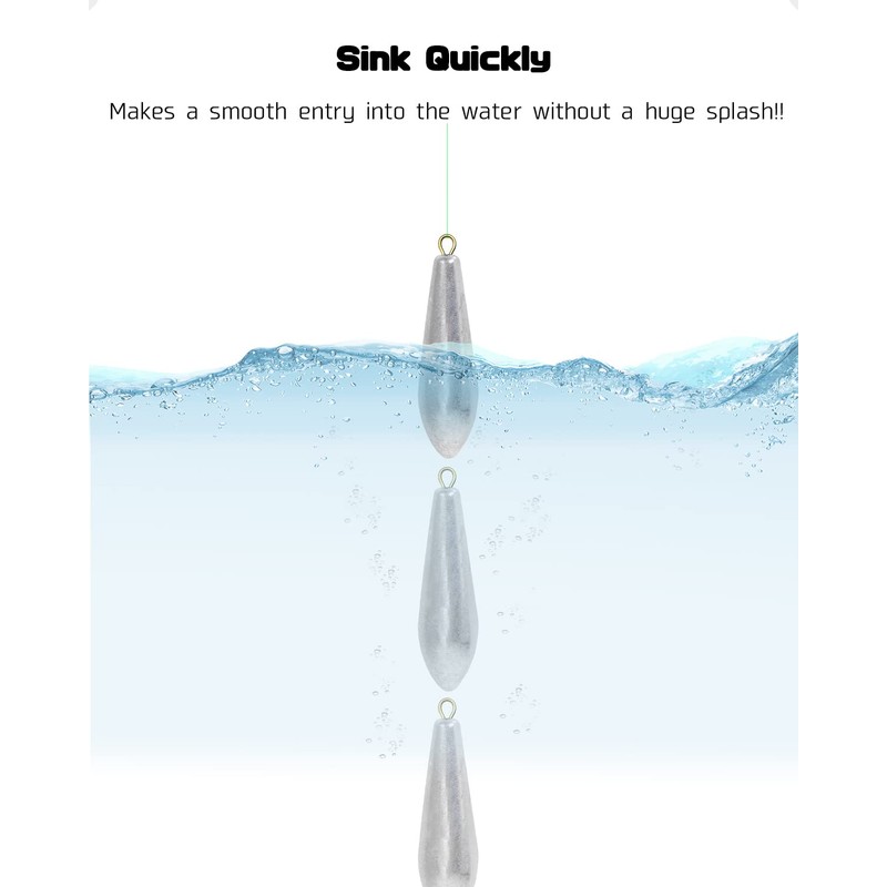 Atibin Drop Shot Fishing Weight Sinker Teardrop Saltwater Fishing Weights
