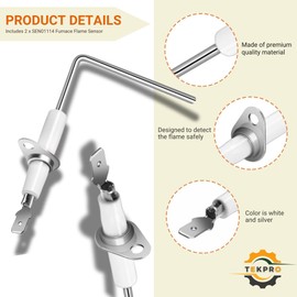 SEN01114 Flame Sensor Replacement for Trane/American Standard Furnace Flame Sensor Rod Stainless Steel SEN337, SEN0337, SEN441, SEN0441, SEN491, SEN00491, SEN1114, PSE-T19, B340888-2 by TEKPRO (1)