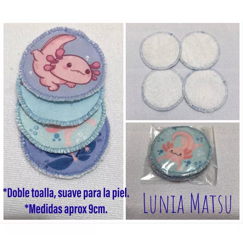 Lunia Matsu Pads Desmaquillantes Lavables, Y Toalla Facial. Ajolotes