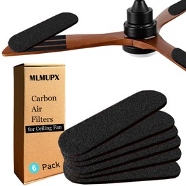 MLMUPX Ceiling Fan Filters for Blades | 6-Pack Set Air Filters with Activated Charcoal | Fan Duster for Ceiling Fan Blades | Unscented Carbon Ceiling Fan Air Purifier Pads | Adhesion Enhancement